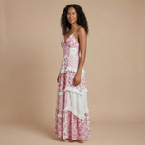 Floral Tiered Maxi Dress with V-Neck and Ruffle Trim