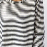 Women's Striped Top with Crew Neck Long Sleeves and Relaxed Fit
