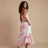 Floral Tiered Maxi Dress with V-Neck and Ruffle Trim