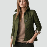 Quilted Jacket with Button Front and Point Collar