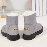 Faux Fur Lined Ankle Boots with Round Toe and Lug Sole