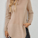 Long Sweater with Side Slits and Long Sleeves