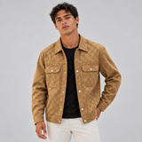 Checkered Jacket with Snap Button Front and Flap Pockets