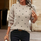 Polka Dot Knit Sweater with Crew Neck