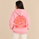 Women's Graphic Hoodie with Tropical Surf Print and Long Sleeves