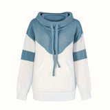 Cowl Neck Sweater with Drawstring and Front Pocket