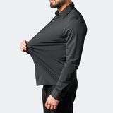 Men's Point Collar Button-Front Shirt with Stretch