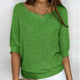 Knit Sweater with Batwing Sleeve and Ribbed Trim