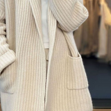 Longline Ribbed Cardigan with Patch Pockets