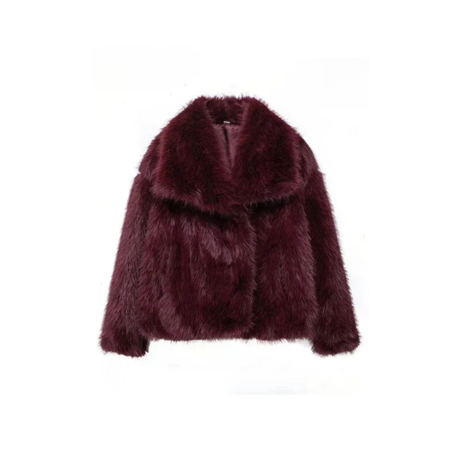 Cropped Faux Fur Jacket with Shawl Collar