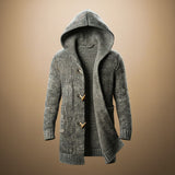 Hooded Long Cardigan with Toggle Front and Side Pockets