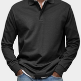 Long Sleeve Polo Shirt with Button Collar