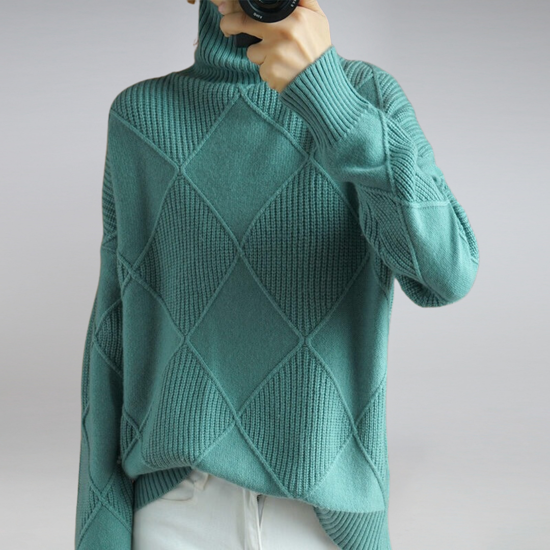 Turtleneck Sweater with Textured Knit Women