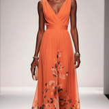Floral V-Neck Sleeveless Maxi Dress