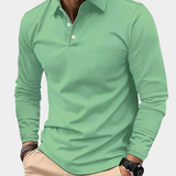 Long Sleeve Polo Shirt with Half Button