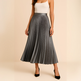 High-Waisted A-Line Pleated Midi Skirt