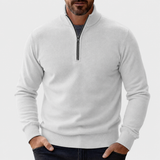 Men's Quarter Zip Sweater with Stand Collar and Textured Pattern