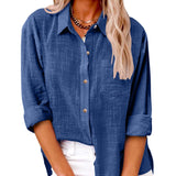 Oversized Button-Front Shirt with Chest Pocket and Long Sleeves