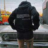 Women's Graphic Hoodie with Inspirational Quote Back Print and Long Sleeves