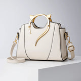 Stitched Top Handle Bag with Shoulder Strap