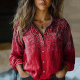 Maribel | Casual Bohemian Printed Blouse Women Button-Up Top