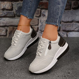 Wedge Lace-Up Sneakers with Side Zipper