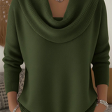 Ribbed Cowl Neck Long-Sleeve Sweater