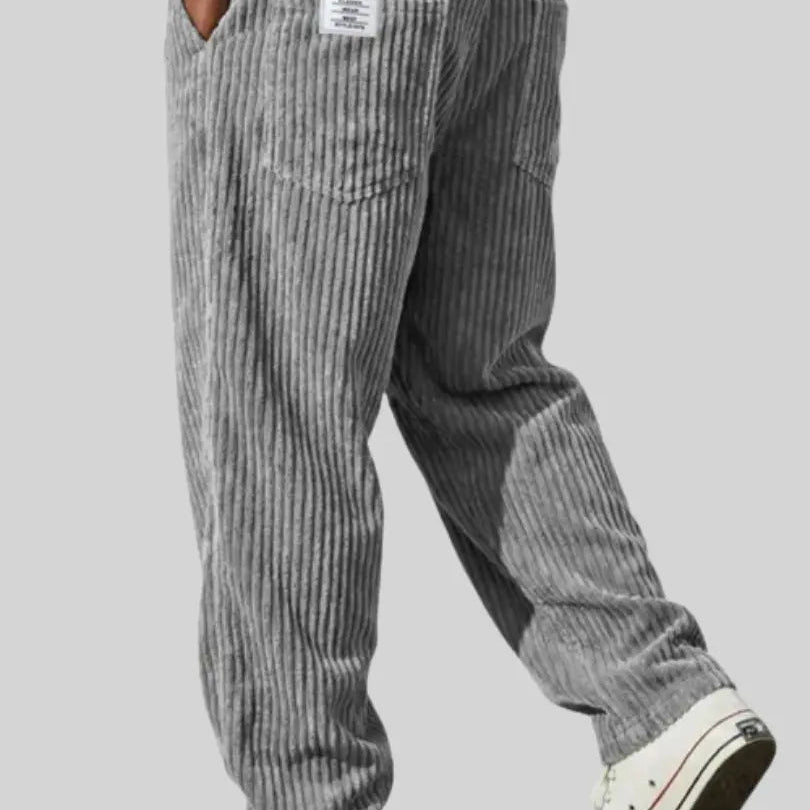 Corduroy Wide-Leg Pants with Patch Pockets