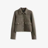 Cropped Trucker Jacket with Flap Pockets
