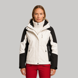Women's Winter Jacket with Hood and Colour Block Design