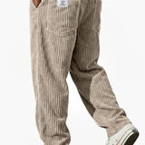 Corduroy Wide-Leg Pants with Patch Pockets