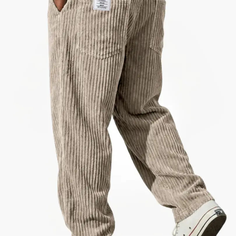 Corduroy Wide-Leg Pants with Patch Pockets