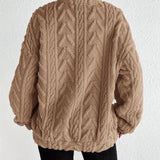 Quarter-Zip Fleece Pullover with Stand Collar and Long Sleeves