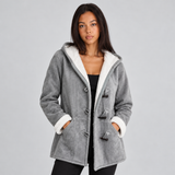 Women's Winter Coat with Hood Fleece-Look Lining and Toggle Front