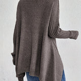 Long Sleeve Turtleneck Sweater with Asymmetric Hem