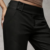 Wide-Leg Trousers with Button Waist