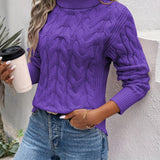 Cable Textured Knit Turtleneck Sweater