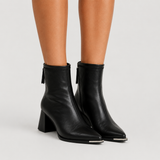 Pointed-Toe Ankle Boots with Block Heel
