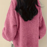 Oversized Round Neck Sweater with Balloon Sleeves and Ribbed Cuff