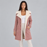 Women's Winter Coat with Faux Fur-Look Collar and Button Front for Everyday Wear