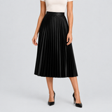 High-Waisted A-Line Pleated Midi Skirt