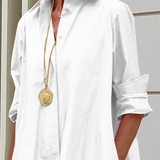 Oversized Collared Shirt Midi Dress with Button Front