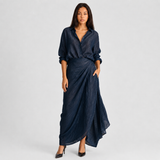 Collared Shirt Maxi Dress with Wrap Skirt