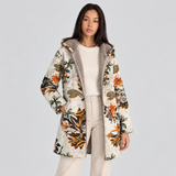 Women's Patterned Winter Coat with Hood and Plush-Look Lining