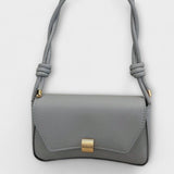 Flap Shoulder Bag with Knotted Strap and Metal Clasp