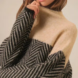 Turtleneck Sweater with Chevron Pattern