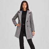 Tailored Double-Breasted Coat with Notched Lapel