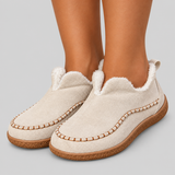 Faux Fur Slip-On Loafers with Round Toe