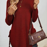 Long Sweater with Side Slits and Long Sleeves
