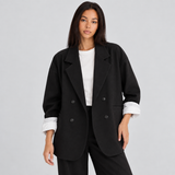 Oversized Double-Breasted Blazer with Pocket